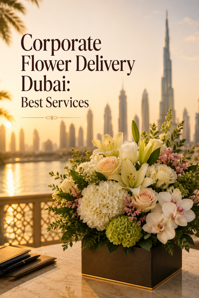 corporate flower delivery Dubai comparison with premium office bouquets and business gifting